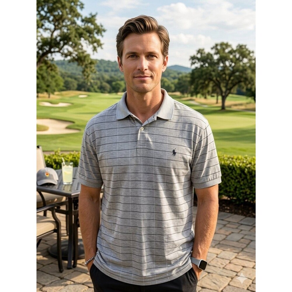 Polo Ralph Lauren Men’s Gray Checkered Pattern Shirt Size Medium